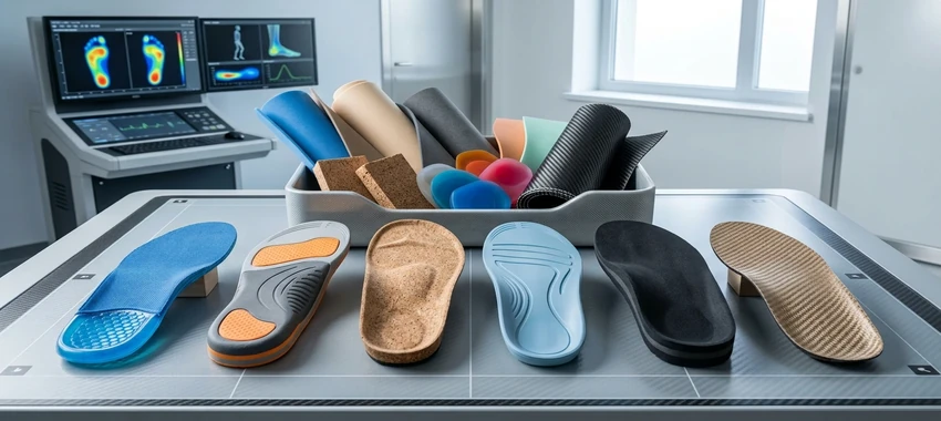 Different orthotic insole materials and designs