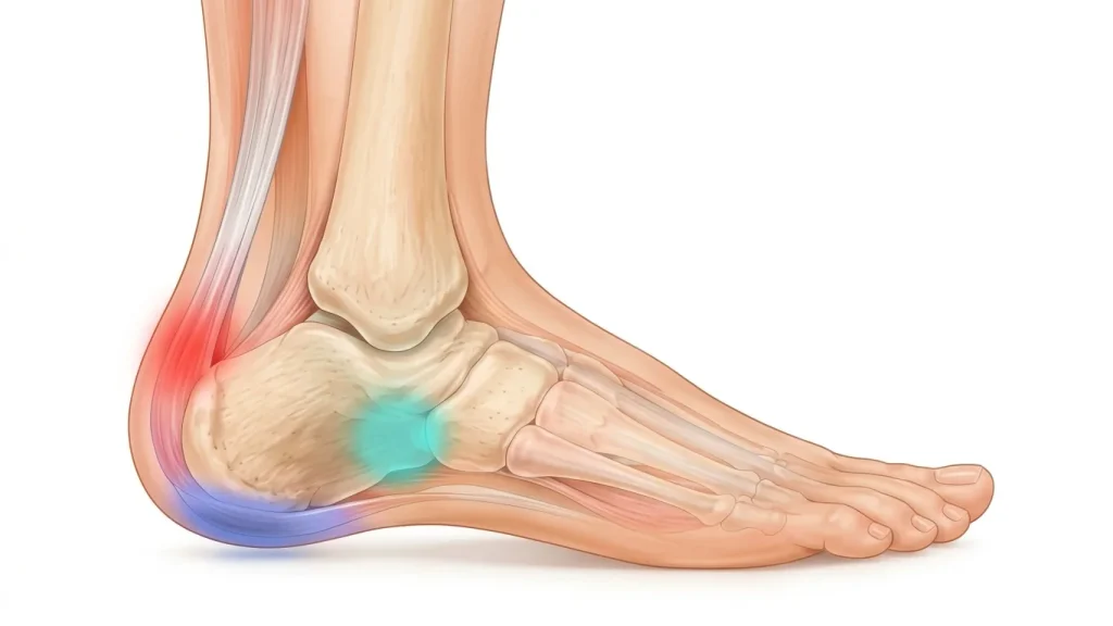 אנטומיה של כף רגל עם נקודות כאב